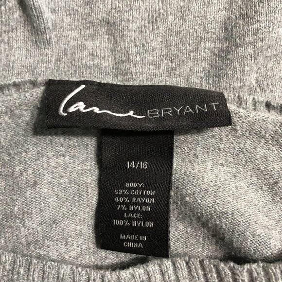 Lane Bryant Gray Lace Trim Sweater Women's Size 14/16 - Picture 5 of 6